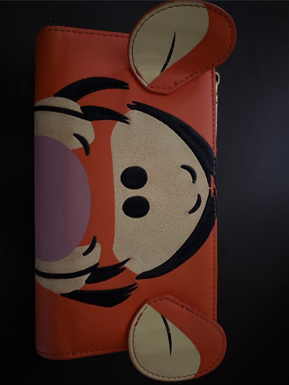 Disney Orange and Beige Tigger Face Wallet with Ear Appliques